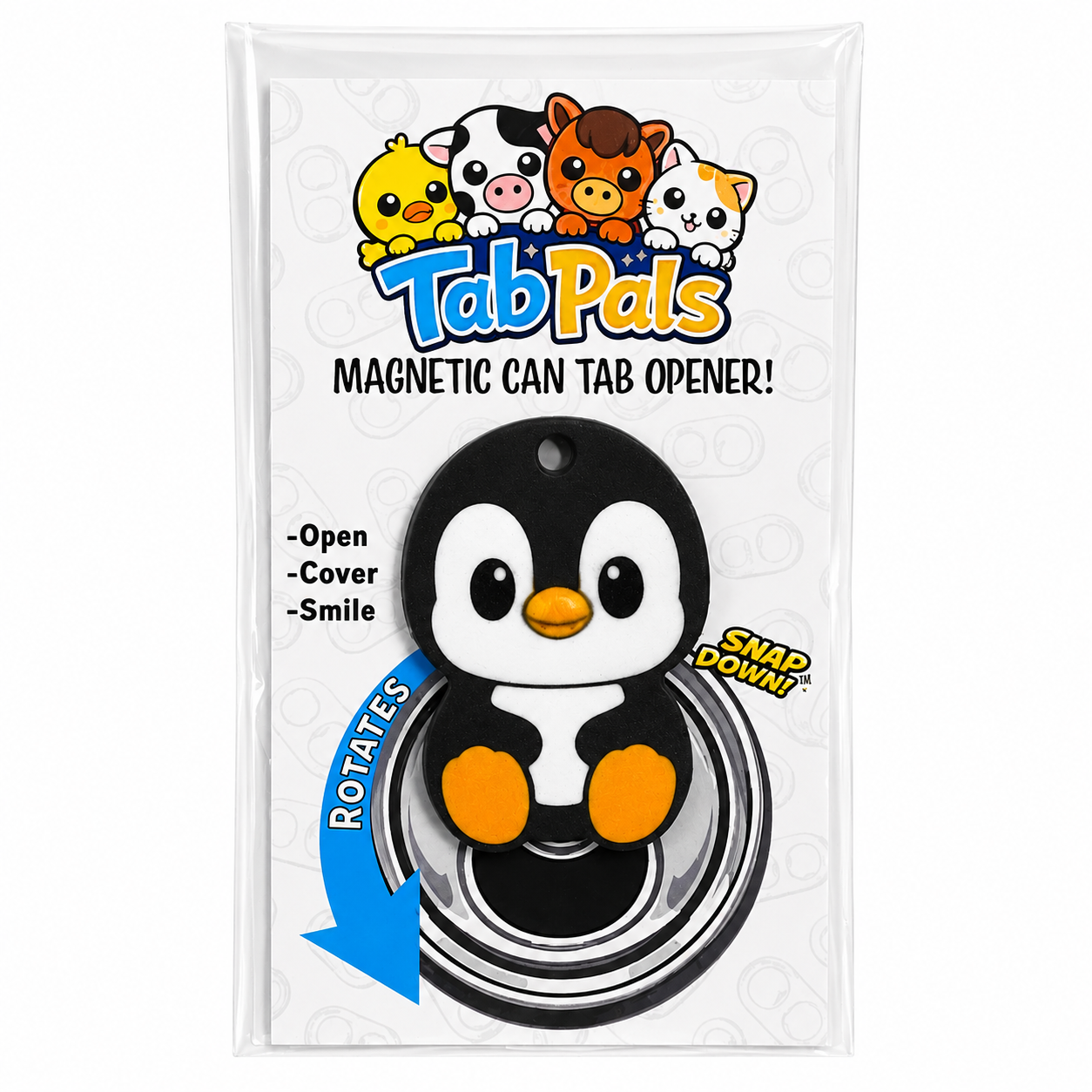 Pebbles The Penguin – Magnetic Can Tab Opener & Drink Cover